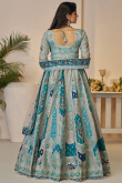 Ash Grey Silk Blend Embroidered Panelled Style Lehenga