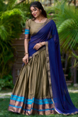 Ash Grey Silk Flared Style Weaved Lehenga