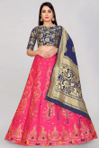 Banarasi Silk Fuchsia Pink Lehenga