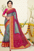 Multi Color Party Wear Bandhej Print Saree in Georgette