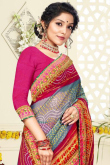 Multi Color Party Wear Bandhej Print Saree in Georgette