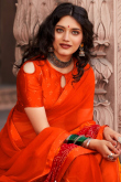 Bandhej Print Georgette Orange Light Weight Saree