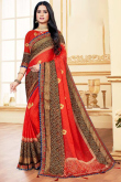 Red Chiffon Saree for Casual Wear with Bandhej Print