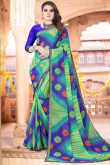 Georgette Multi Color Party Wear Saree with Lace embroidery