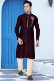 Banglori Silk Kurta Pajama Set In Wine Colour 
