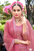 Beautiful Thread Embroidered Net Lehenga In Blush Pink 