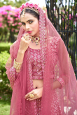 Beautiful Thread Embroidered Net Lehenga In Blush Pink 