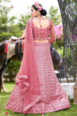 Beautiful Thread Embroidered Net Lehenga In Blush Pink 
