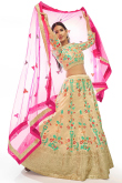 Art Silk Lehenga in Beige colour with Sequins Work for Wedding 