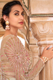 Beige Bangalori Silk Plain Lehenga