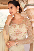 Beige Bangalori Silk Plain Lehenga