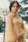 Beige Colour Net Sharara Suit With Sequins Work