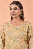Beige Cotton Kurti With Printed