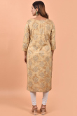 Beige Cotton Kurti With Printed