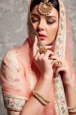 Party Wear Zari Embroidered Beige Lehenga in Georgette