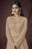 Beige Long Choli Georgette Lehenga for Party 