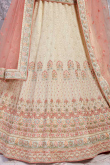 Beige Georgette Floral Lehenga