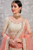 Beige Georgette Floral Lehenga