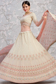 Beige Georgette Floral Lehenga