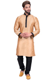 Beige Raw Silk Kurta Pajama Set For Men