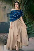 Beige Rayon High Low style Flared Lehenga