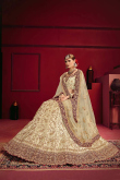 Beige Satin A-Line Embroidered Lehenga