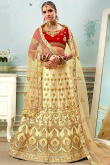 Beige A Line Satin Lehenga for Sangeet