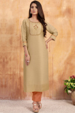 Beige Satin Kurti With Resham Work