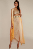 Beige Satin Mirror Embroidered Lehenga