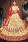Beige Satin Indian Wear Lehenga With Zari Work