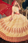 Beige Satin Indian Wear Lehenga With Zari Work