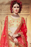 Beige Embroidered Lehenga In Silk Fabric