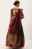 Best Fit Dark Green Woven Zari Silk Pleated Lehenga 