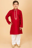 Red Full Sleeve Cotton Kurta Pajama set