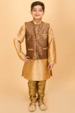 Eid Special Dressy Golden Kurta with Matching Jacket Set