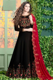 Luxurious Georgette Anarkali Suit In Black Color 