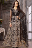 Black Silk Embroidered Anarkali Suit