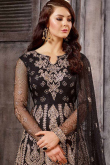 Black Silk Embroidered Anarkali Suit