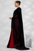 Black and Red Half & Half Saree in Georgette with Sequin Blouse