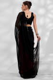 Black and Red Half & Half Saree in Georgette with Sequin Blouse