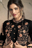 Black Traditional Party Wear Anarkali Suit in Art Silk