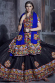 Black Party Wear Patch Embroidered Lehenga in Art Silk