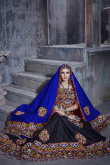 Black Party Wear Patch Embroidered Lehenga in Art Silk
