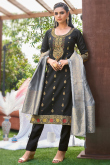 Black Banarasi Silk Woven Zari Trouser Suit