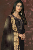 Black Chanderi Weaved Zari Trouser Suit For Sangeet 