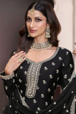 Black Chinnon Sharara Suit With Sequins Work For Diwali