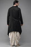 Black Cotton Asymmetric Men's Dhoti Kurta 
