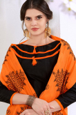 Resham Work Party Wear Trouser Suit in Black Cotton