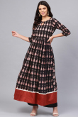 Black Cotton Frock Style Printed Kurti