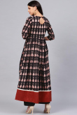 Black Cotton Frock Style Printed Kurti